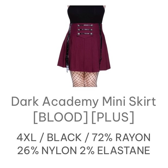 Killstar Dark Academy Blood (maroon) Mini Skirt 4X, NWT never worn - Picture 4 of 5